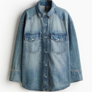 H&M Blue Oversized Jean Shirt Jacket Denim XXS oversized fit